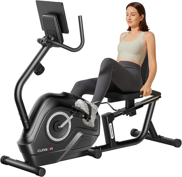 CURSOR FITNESS Recumbent Exercise Bike – Stationary Indoor Bike for Home Use, Adjustable Seat, 16-Level Magnetic Resistance, Ideal for Cardio, Training, and Home Gym Workouts