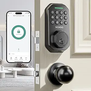 Smart Keyless Entry Door Lock with Handle – App-Controlled, Anti-Peeping Password, Suitable for Front Doors, Hotel Rooms, and Bedrooms, Includes 2 Door Knobs
