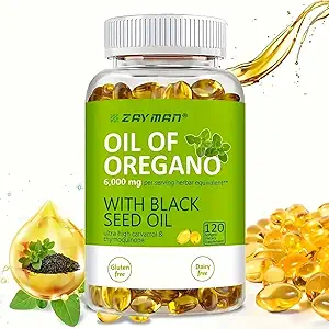 ZAYMAN Oil of Oregano Softgels – 2-in-1 Formula with 6000mg Oil of Oregano and 200mg Black Seed Oil | Plant-Based, Non-GMO | Supports Immune Health with Ultra-Concentrated Carvacrol & Thymoquinone | 120 Capsules
