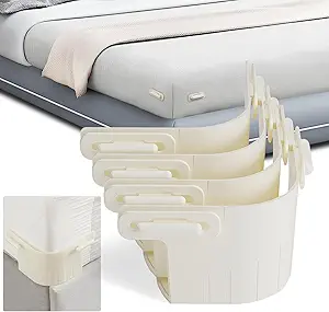 Heavy-Duty Bed Sheet Straps with Locking Clips – Non-Slip Fitted Sheet Fasteners with Open-Corner Design, Keeps Sheets Tight and Wrinkle-Free (White)