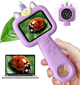 Mini Pocket Digital Microscope for Kids – Handheld 2.4" Screen, Up to 600X Magnification, FHD Display. Educational Science Toy for Boys and Girls Ages 4-12. Perfect Outdoor Exploration Gift for Christmas or Birthdays.