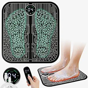 EMS Foot Massager Mat – Rechargeable Foot Stimulator for Improved Circulation & Muscle Relaxation – Portable Feet Massager Pad with 10 Modes & 39 Intensity Levels – FSA/HSA Eligible