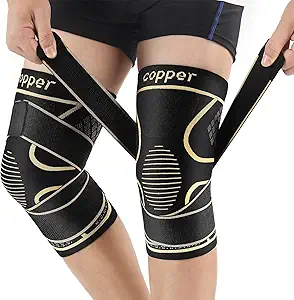 Copper Knee Braces with Adjustable Straps (2 Pack) – Compression Sleeves for Men & Women, Relief for Arthritis, ACL & Meniscus Injuries, Joint Pain, Support for Running, Weightlifting, and Daily Activity (Medium)