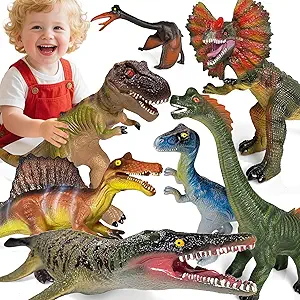 7-Piece Realistic Dinosaur Toy Set for Kids – Large Soft Dino Figures for Toddlers and Children Ages 3-7 – Fun Animal Toys for Boys & Girls