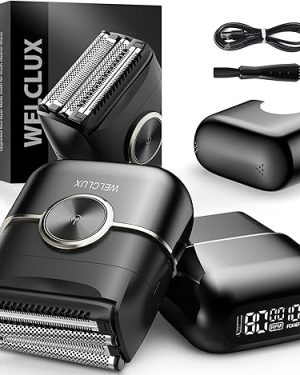 Upgraded Electric Foil Shaver for Men – Compact Razor with 4 Floating Blades & Large LED Display, 2-Speed Adjustable, IPX7 Waterproof Wet/Dry Shaving, USB-C Rechargeable