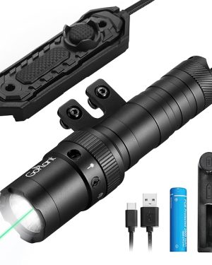 2500-Lumen Tactical Rifle Flashlight – Aircraft-Grade Aluminum LED Weapon Light with M-LOK Laser, Rail Mount, Strobe Mode, and Remote Switch