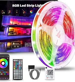 50ft Color-Changing RGB LED Strip Lights for Bedroom – 60-Key Remote & App Control, Music Sync LED Lights for Room, Kitchen, Party, and Home Decor