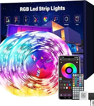 150ft RGB LED Strip Lights (2 Rolls of 75ft) for Bedroom – Music Sync, Color Changing, App & Remote Control – Perfect for Room, Home, Kitchen, and Party Decor