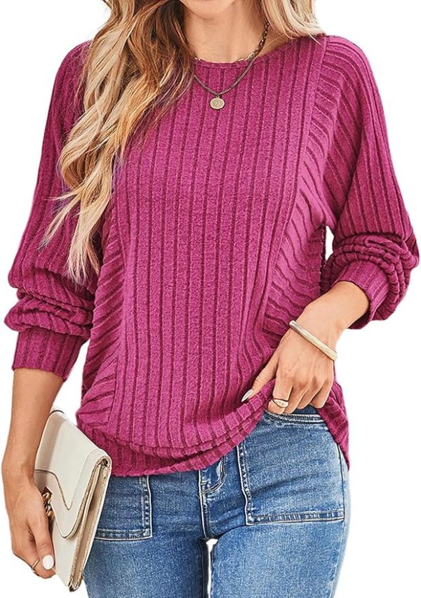 Dokotoo Women's Soft Knit Long Sleeve Crewneck Top – Casual Loose-Fit Fall Blouse