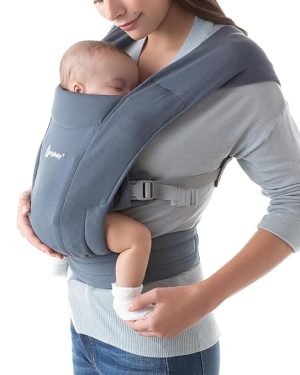 Ergobaby Embrace Baby Carrier – Breathable Newborn to Toddler Carrier (7–25 lbs), Cozy Summer Essential in Ponte Knit, Oxford Blue