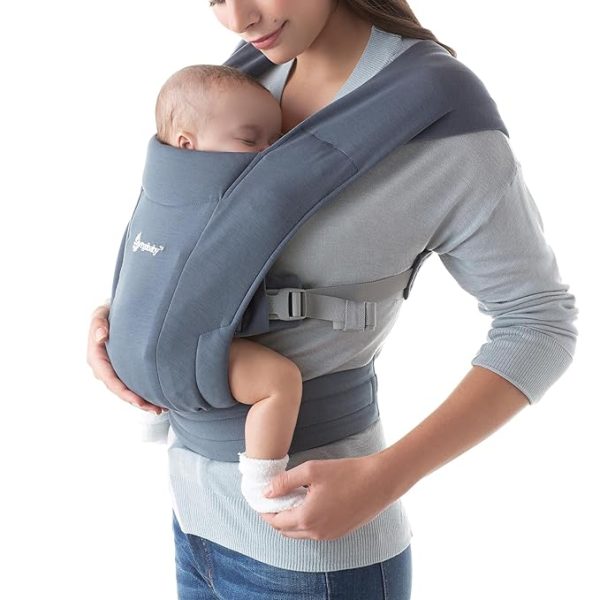Ergobaby Embrace Baby Carrier – Breathable Newborn to Toddler Carrier (7–25 lbs), Cozy Summer Essential in Ponte Knit, Oxford Blue