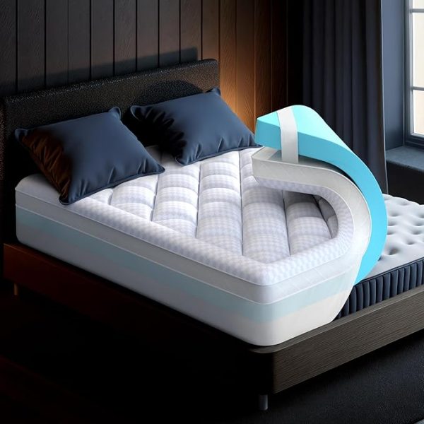 Mega Support Dual-Layer Queen Mattress Topper — 2.5" Pillow-Top Memory Foam with 2.5" Cooling Gel-Infused Memory Foam Pad for Pain Relief