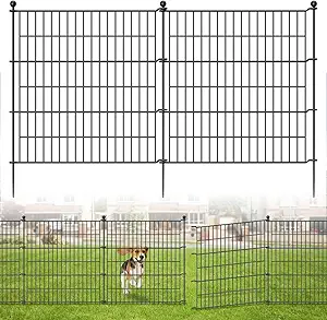 10-Pack No-Dig Garden Fence Panels – 32" H x 23.6 ft L Metal Animal Barrier Fence, Rustproof Decorative Wire Border for Yard, Dogs, Rabbits, and Patio – Temporary Outdoor Fencing with Ground Stakes
