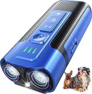 Ultrasonic Dog Bark Deterrent – Rechargeable Anti-Barking Device for Dogs, 50 ft Range, Safe & Portable for Indoor/Outdoor Use – Blue