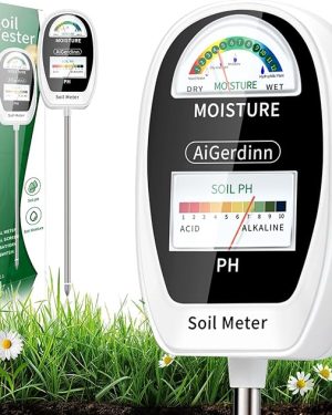 2-in-1 Soil Test Kit – Dual Dial Soil Moisture & pH Meter, Simultaneous Display – Soil pH Tester and Moisture Meter for Gardens, Lawns, Farms, and Indoor/Outdoor Plants – Pure White