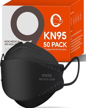 50-Pack Adult KN95 Face Masks – Breathable, Comfortable, Disposable with ≥95% Filtration Efficiency, Black