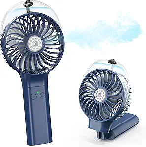 COMLIFE Portable Handheld Misting Fan – Rechargeable 3000mAh, 180° Foldable Mini Fan with Water Sprayer for Travel, Home, Office, Makeup, Camping, and Outdoor Use