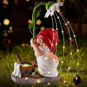 WINTS Garden Gnomes Outdoor Statue with Solar Lights – Funny Bathing Gnome Decoration for Lawn, Balcony, Yard, and Patio – Perfect Gnome Gift for Mom