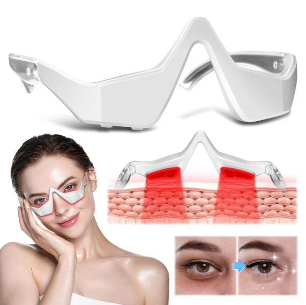 Under-Eye Light Therapy Device for Relieving Eye Bags, Eye Fatigue, and Dark Circles – Includes Gel and Adjustable Glasses Strap