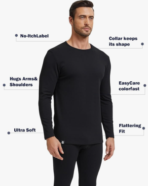 Men’s Heavyweight Thermal Underwear Set – Fleece-Lined Base Layer Long Johns for Cold Weather
