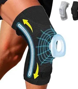 Unisex Knee Brace with Patella Pad & Side Stabilizers – Compression Support for ACL/PCL, Running & Sports (Black, L)