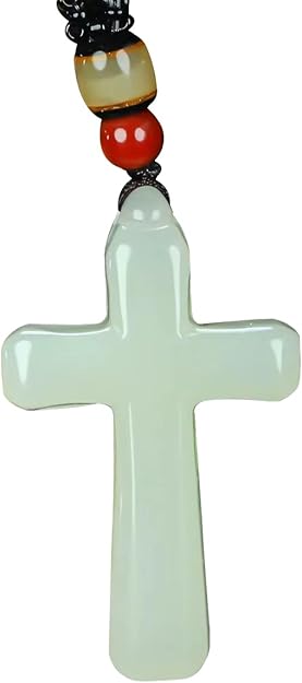 Hand-Carved Jade Cross Necklace – Natural Jade, Unique Religious Symbol, Exquisite Craftsmanship