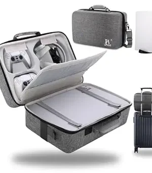 Hard Shell Travel Case for PS5 & PS5 Pro – Shockproof Protective Storage Bag for Console, Controller, Headset, Base, and Accessories (Disk & Digital Editions)