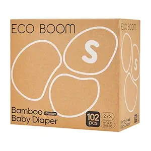 ECO BOOM Bamboo Diapers – Size 2 (Small, 6–16 lbs), Ultra-Soft Natural Disposable Nappies for Infants, 102 Count