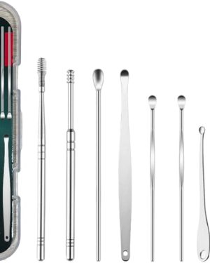 Stainless Steel Ear Wax Removal Kit – Safe and Hygienic Ear Cleaner Set with Storage Case, Black