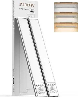 12-Inch LED Under Cabinet Motion Sensor Light – Rechargeable, Dimmable, 3-Color Indoor Lighting for Closets, Cabinets, and Counters with 2000mAh Battery & Magnetic Mount