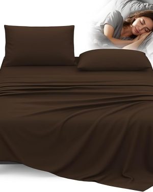 King Size Cooling Bed Sheets – Brown, Silver-Infused Fabric with Self-Cleaning Technology for Restful Sleep