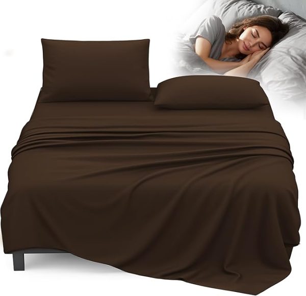 King Size Cooling Bed Sheets – Brown, Silver-Infused Fabric with Self-Cleaning Technology for Restful Sleep