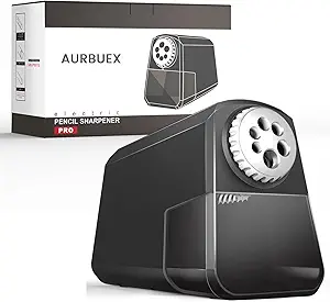 Heavy-Duty Electric Pencil Sharpener – 6-Hole Design (6–12mm), Auto Start/Stop, Rapid 4-Second Sharpening, Durable Zinc Alloy Blade, Over 10,000 Sharpenings – Perfect for Classrooms, Offices, and Art Studios