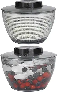 Electric 2-in-1 Salad & Fruit Spinner – 5Qt Medium Size with Strainer Bowl, Ideal for Washing Berries and Other Fruits