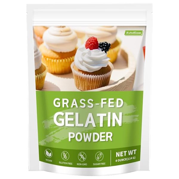 Concise & Clear: NutraBloom Premium Unflavored Gelatin Powder, 4 oz – Versatile Beef Gelatin for Baking, Cooking & Homemade Treats