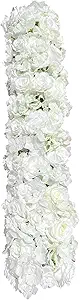 1-Meter Artificial Flower Arrangement – Decorative Silk Floral Garland with Greenery Panel for Weddings, Parties, and Event Backdrops – White
