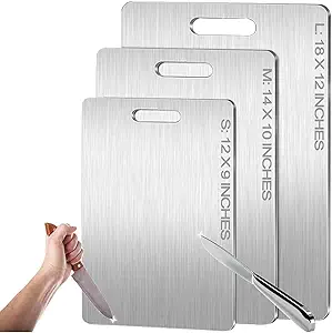 Titanium Cutting Board – 2025 Upgraded 100% Pure Titanium Kitchen Board, Double-Sided, Non-Toxic, Hygienic, Durable, Dishwasher-Safe Chopping Board (12" x 9")