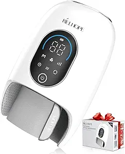 White Hand Massager with 9 Modes and 4 Heat Settings – Hot & Cold Therapy for Hands and Wrists, Relief for Arthritis and Carpal Tunnel, Compression & Heat Massage