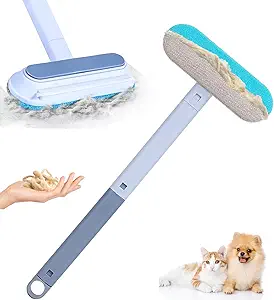4-in-1 Reusable Pet Hair Remover – Extra-Long 17-Inch Handle Multifunctional Fur & Lint Brush for Cats and Dogs | Effective on Furniture, Couch, Carpet, Clothing & Bedding