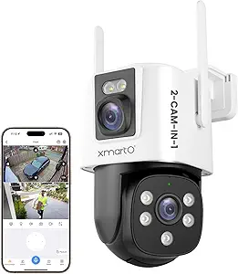 xmartO 2-in-1 QHD WiFi Home Security Camera [WiFi 6, Dual-Lens] – AI Tracking, Pan-Tilt-Zoom, Dual-Band 5G/2.4G, Bluetooth Easy Setup – Works as Add-on CAM for NVR or Standalone