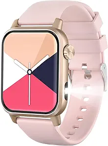 Smartwatch – 1.85" HD Display, 3D Dynamic Dial, 60Hz Refresh Rate, Bluetooth Calling, LED Flashlight, 100+ Sports Modes (Gold)