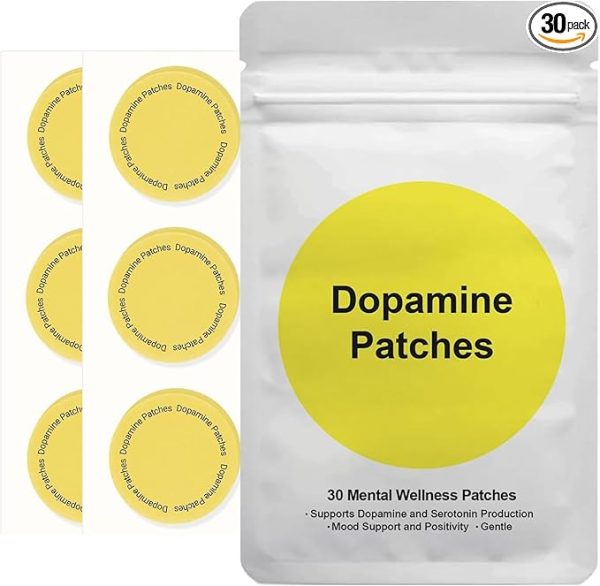 Dopamine Support Patches | Vegan Mood & Motivation Boost | Daily Mental Wellness Formula | Plant-Based, 30-Count Pack
