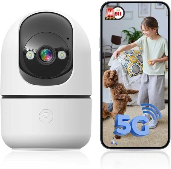 5G & 2.4G WiFi Indoor Security Camera – 360° Pan/Tilt with AI Motion Detection