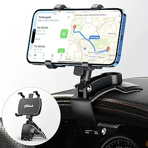 360° Rotating Car Phone Holder – Dashboard Mount with Clip Design, Compatible with All Smartphones