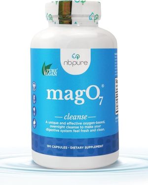 nbpure MagO7 – Natural Colon Cleanse & Detox Supplement – Supports Occasional Constipation Relief, Gentle Stool Softening & Bloating Reduction – Ozonated Magnesium Oxide Formula – 180 Capsules