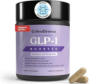 ColonBroom GLP-1 Weight Management Supplement – Supports Gut Health, Metabolic Balance & Appetite Control – Vegan, Gluten-Free, Non-GMO Dietary Fiber Capsules for Men & Women – 60 Count