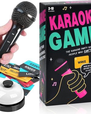 Aikertec Mic Karaoke Party Game – 250 Lyric Cards Music Challenge Board Game for Family, Friends, and Adult Gatherings