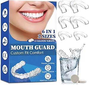 Adult Night Guard for Teeth Grinding – Comfortable Dental Mouth Guard with 12 Cleaning Tablets for Overnight Use