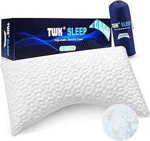 TWK Original Adjustable Bed Pillow – Comfortable Support for Side, Back, and Stomach Sleepers | Washable Removable Cover with Extra Foam Fill Included