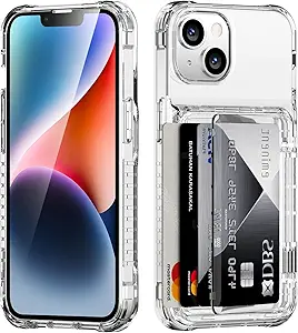 iPhone 15 Plus / 14 Plus Wallet Case – Clear Protective Cover with Credit Card Holder, Heavy-Duty Shockproof, Anti-Scratch, Anti-Yellow, Transparent Case for 6.7-Inch iPhone 14 Plus & 15 Plus